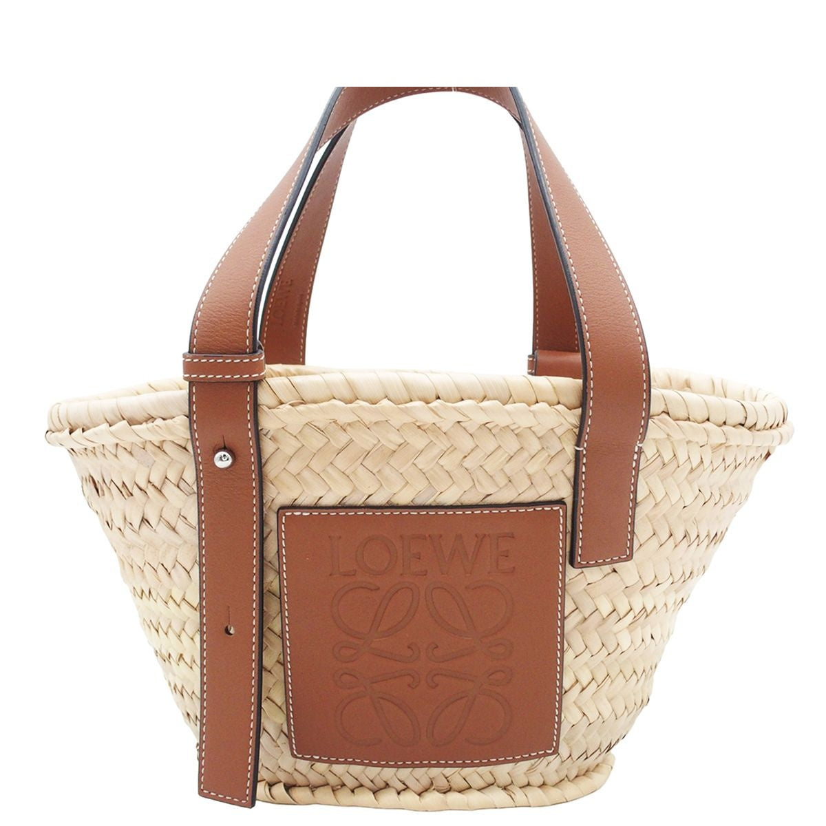 Loewe Basket Bag Beige Brown Raffia Leather Handbag