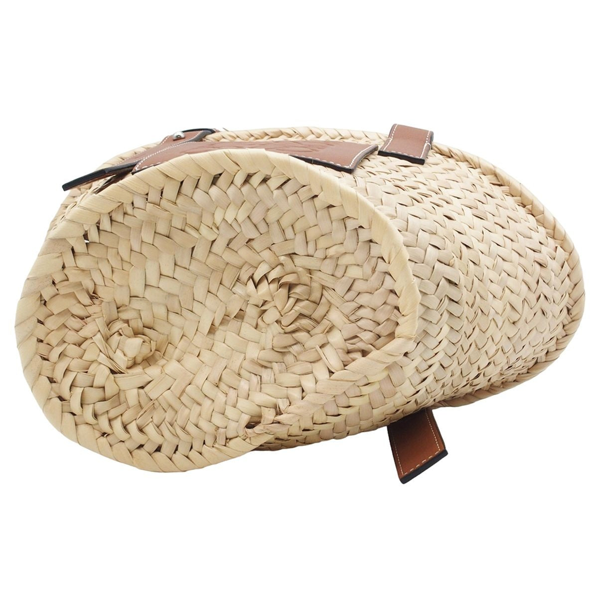 Loewe Basket Bag Beige Brown Raffia Leather Handbag — view 4