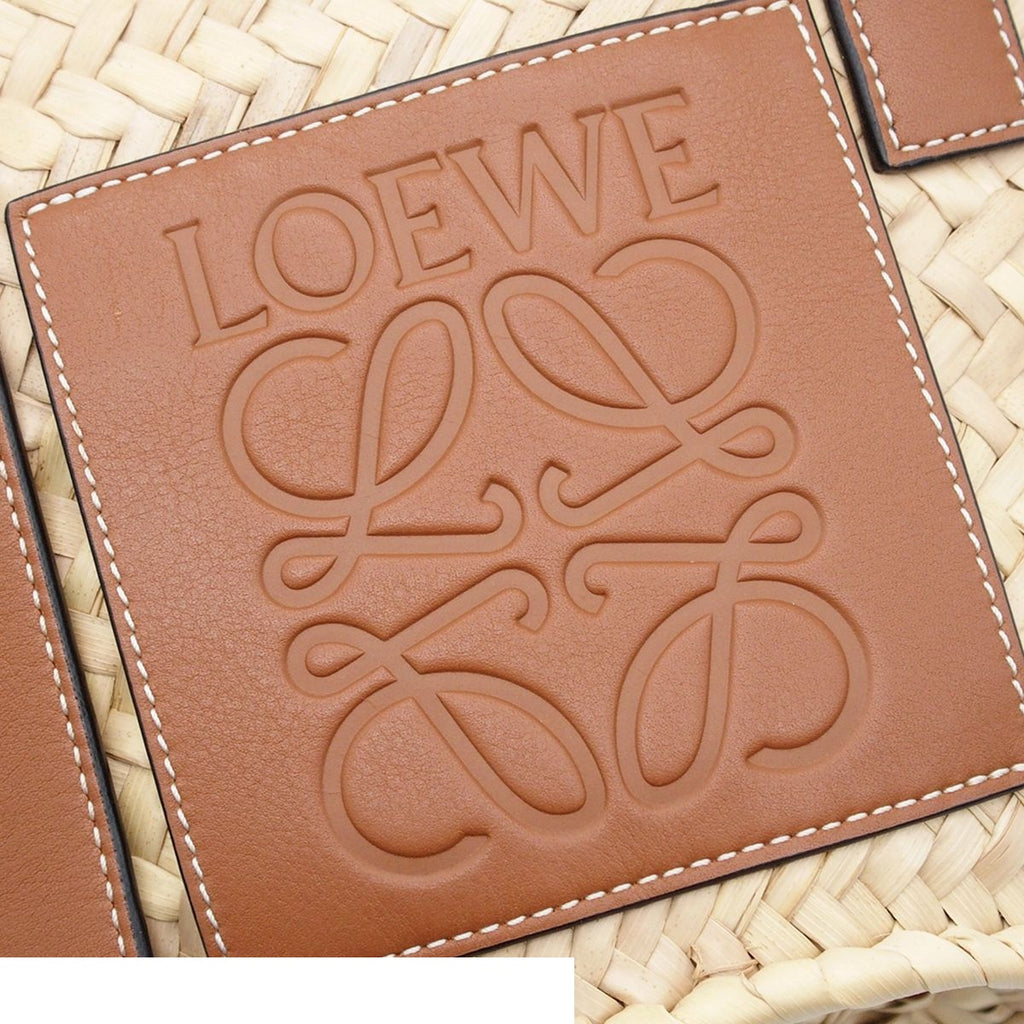 Loewe Basket Bag Beige Brown Raffia Leather Handbag — view 6