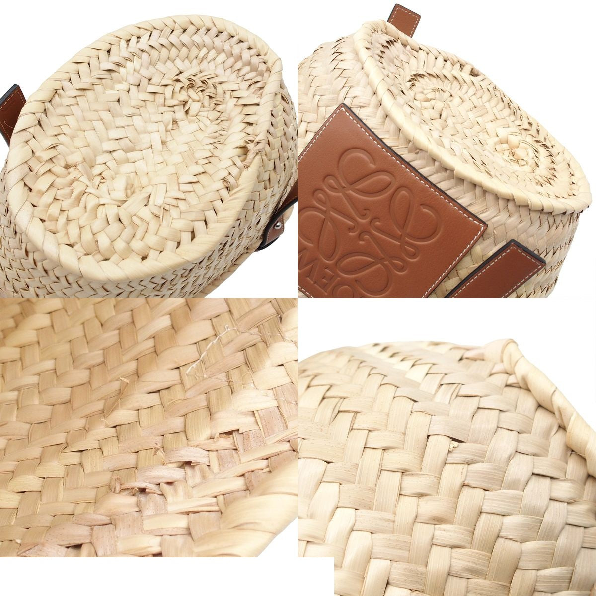 Loewe Basket Bag Beige Brown Raffia Leather Handbag — view 8