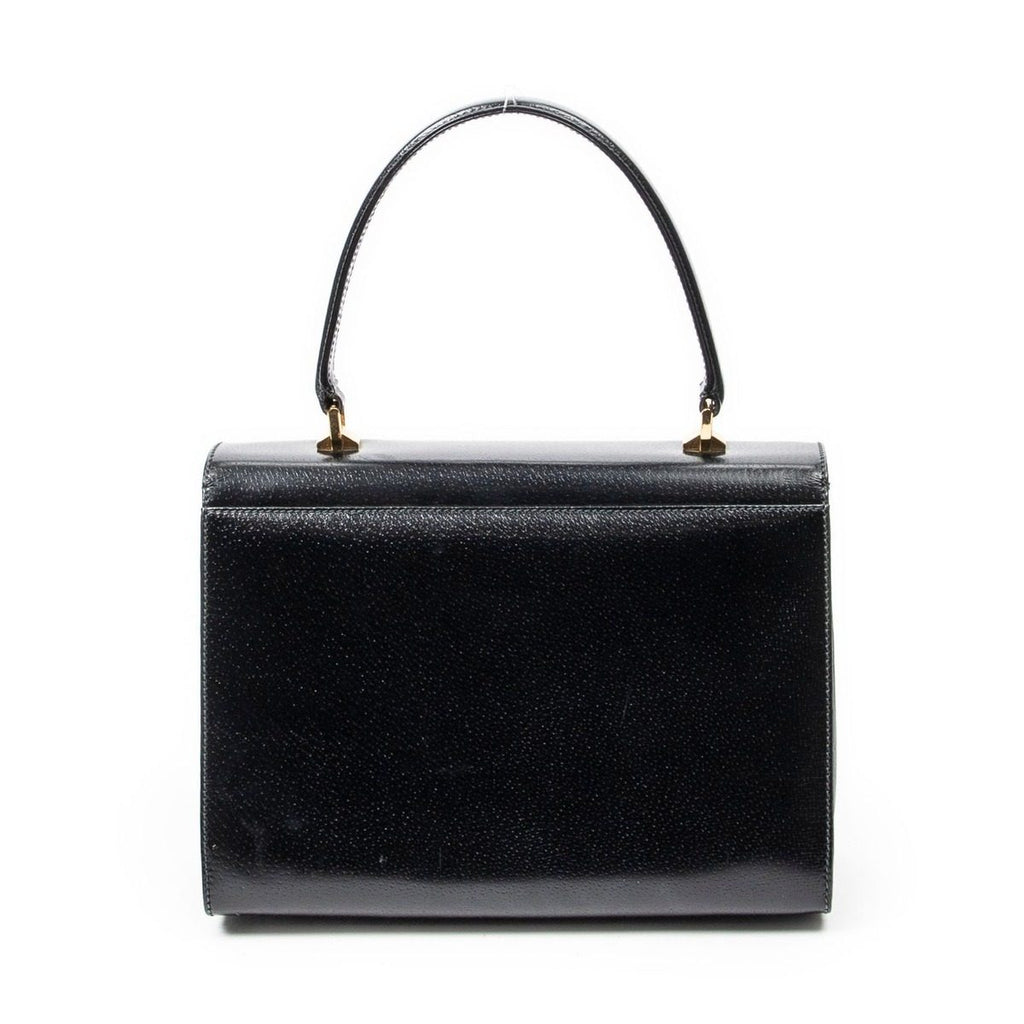 Gucci Vintage Push Lock Top Handle Black Smooth Leather — view 5