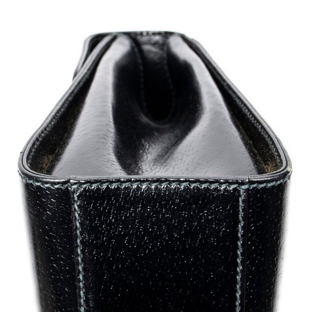 Gucci Vintage Push Lock Top Handle Black Smooth Leather — view 7