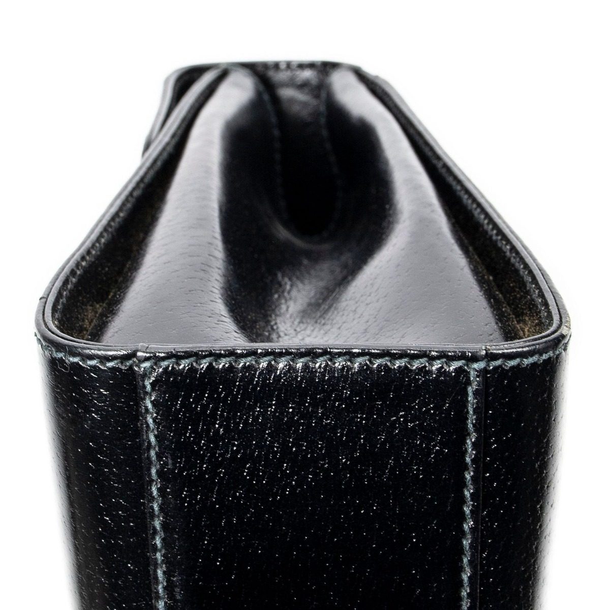 Gucci Vintage Push Lock Top Handle Black Smooth Leather — view 7