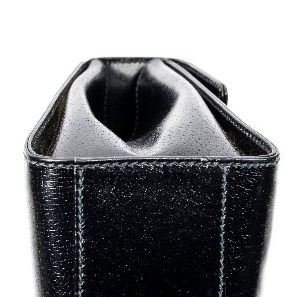 Gucci Vintage Push Lock Top Handle Black Smooth Leather — view 8