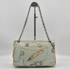 Chanel Canvas Quilted Flower Chain Shoulder Bag Light Blue Price Negotiation — view 2