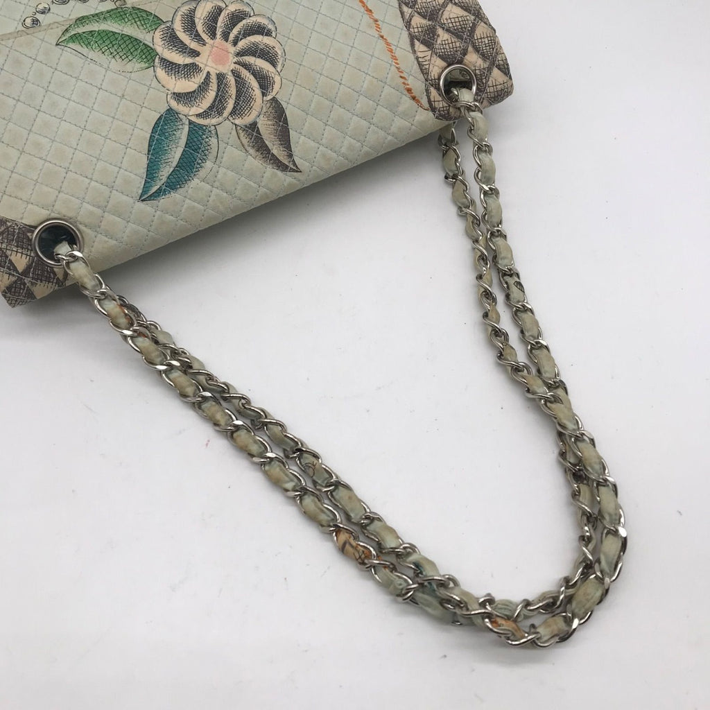 Chanel Canvas Quilted Flower Chain Shoulder Bag Light Blue Price Negotiation — view 7