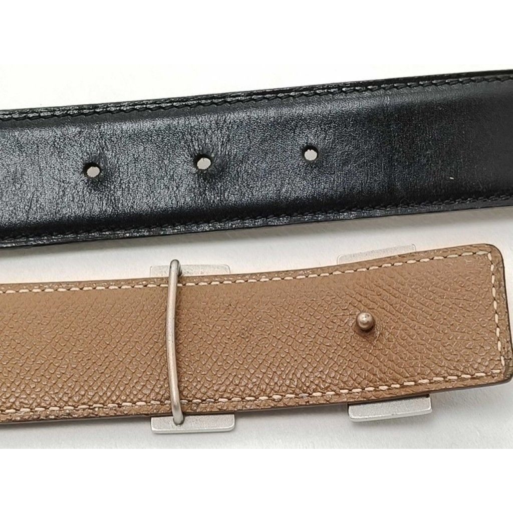 Hermes Belt Constance Black Gold Leather Reversible Silver — view 3