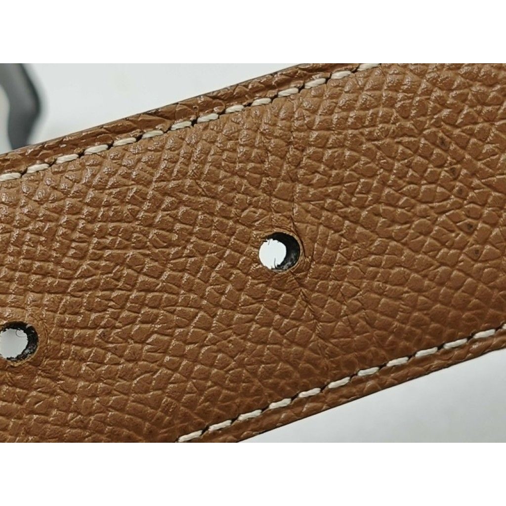 Hermes Belt Constance Black Gold Leather Reversible Silver — view 8