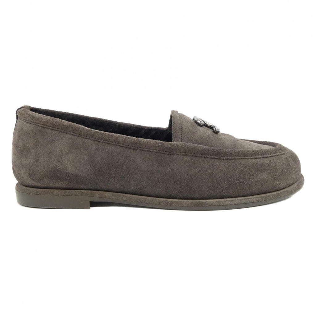 Chanel Moccasins Shoes Suede Brown