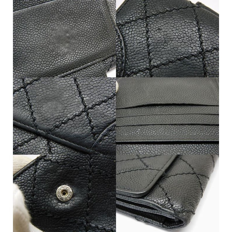 Chanel 10 S Wild Stitch Compact Wallet Black 7 — view 5