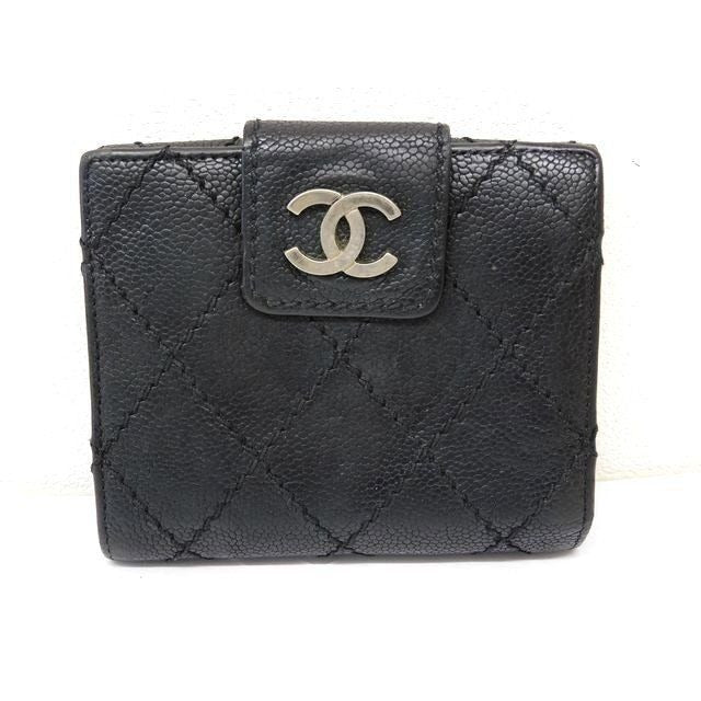 Chanel 10 S Wild Stitch Compact Wallet Black 7