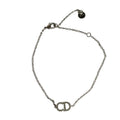Dior Christian Rhinestone Clair D Lune Chain Bracelet Silver Metal