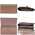 Gucci Bifold Long Wallet Pink Beige Striped Leather — view 4
