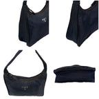 Prada Triangle Logo Pouch Mini Handbag Tessuto Nylon Navy Blue — view 3