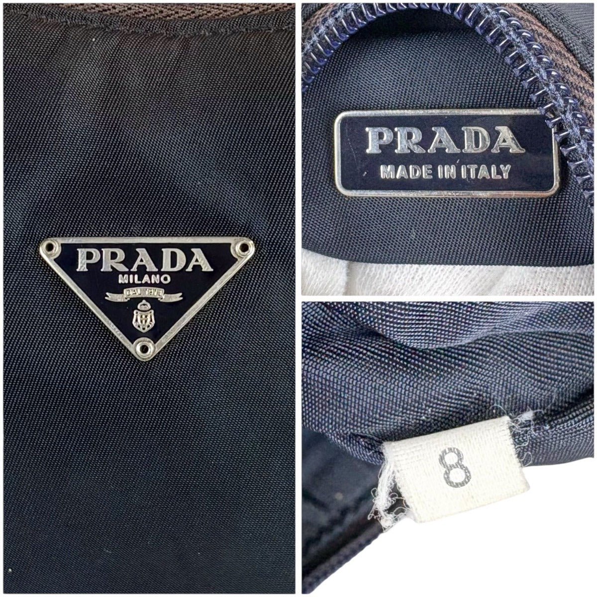 Prada Triangle Logo Pouch Mini Handbag Tessuto Nylon Navy Blue — view 7