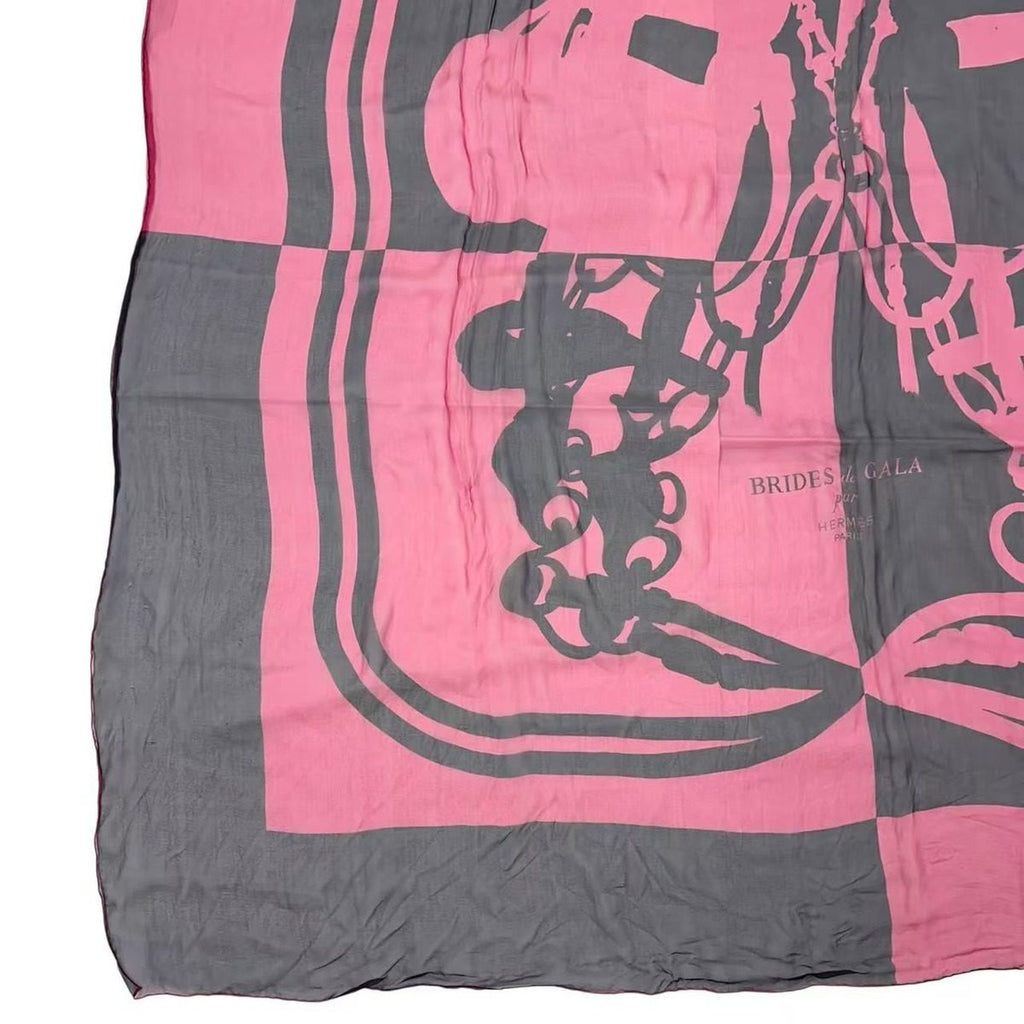 Hermes Scarf Carre 140 Silk Brides de Gala Chiffon Purple — view 4