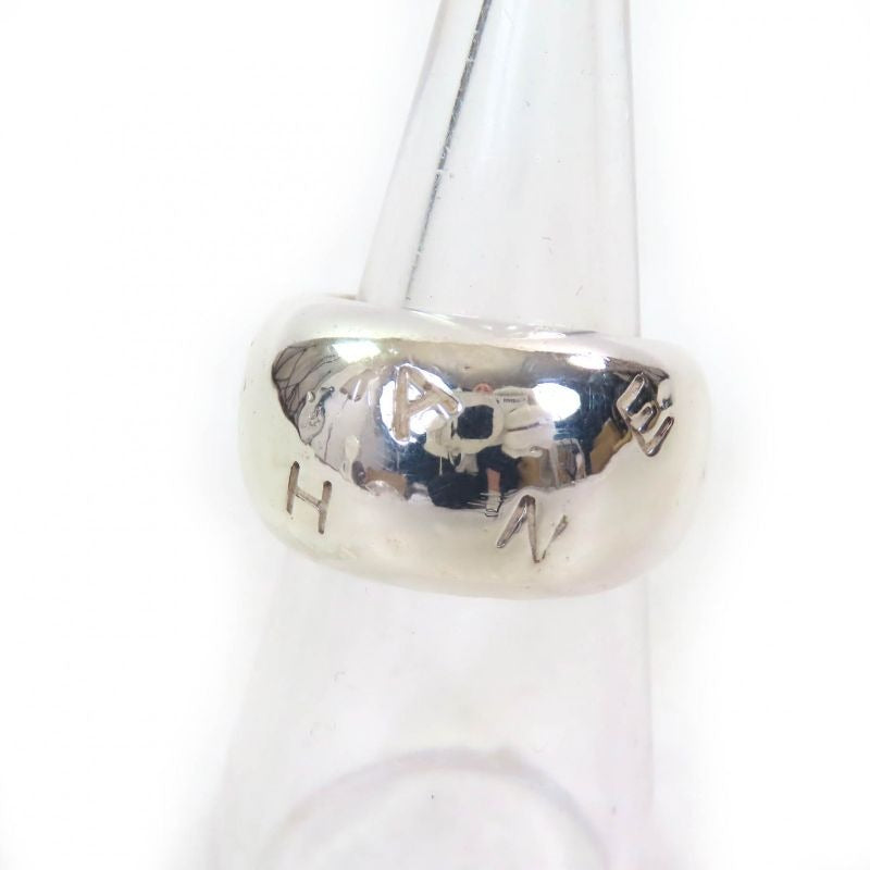Chanel SV 925 Logo Engraved Wide Ring Accessory Silver Size 13 — view 2
