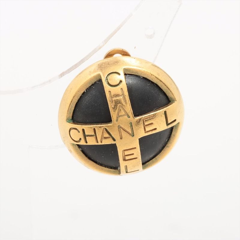 Chanel Logo Earrings 94 A GP Gold And Black — view 2