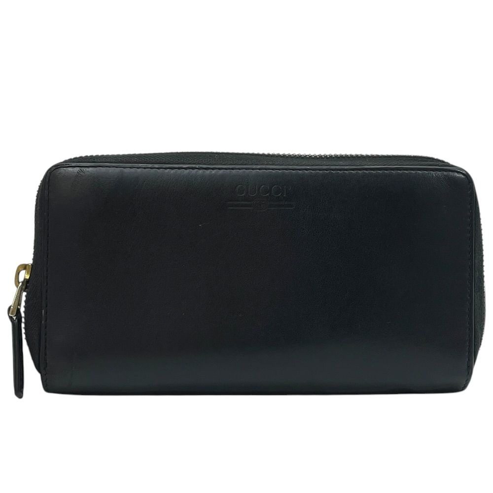 Gucci Wallet Zip Around Logo Leather Black Classic Sophisticated