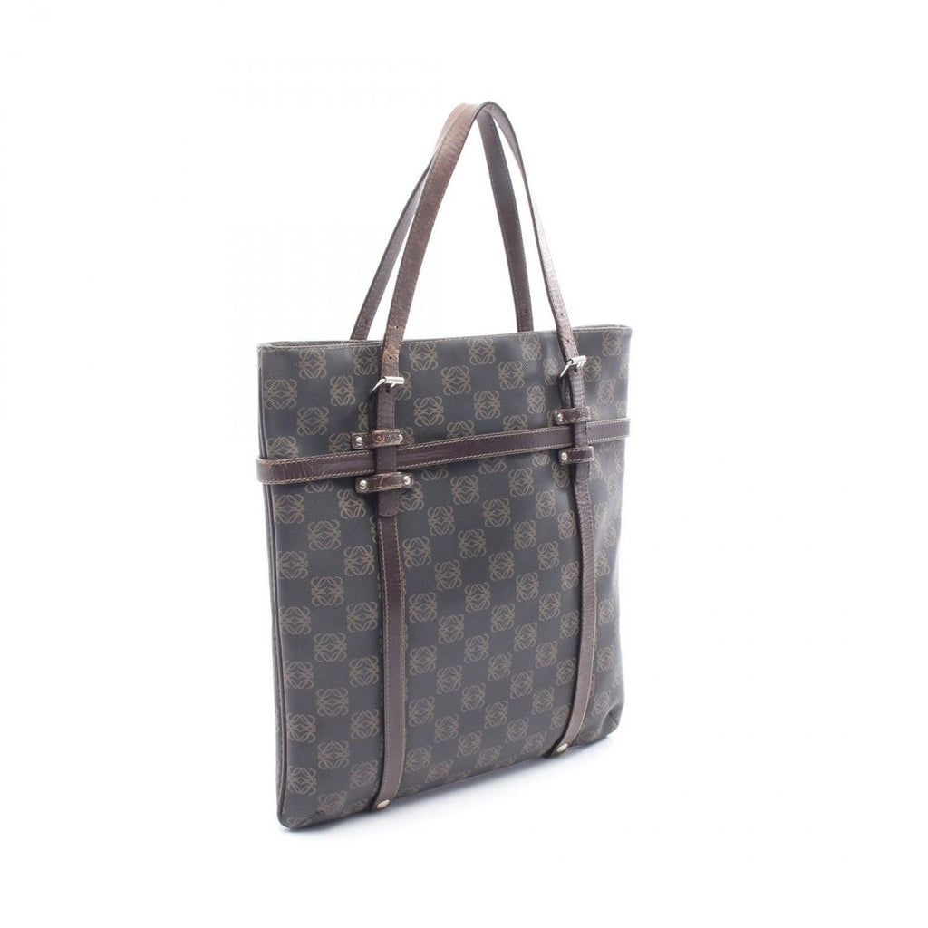 Loewe Tote Repeat Anagram Dark Brown Canvas Leather — view 2