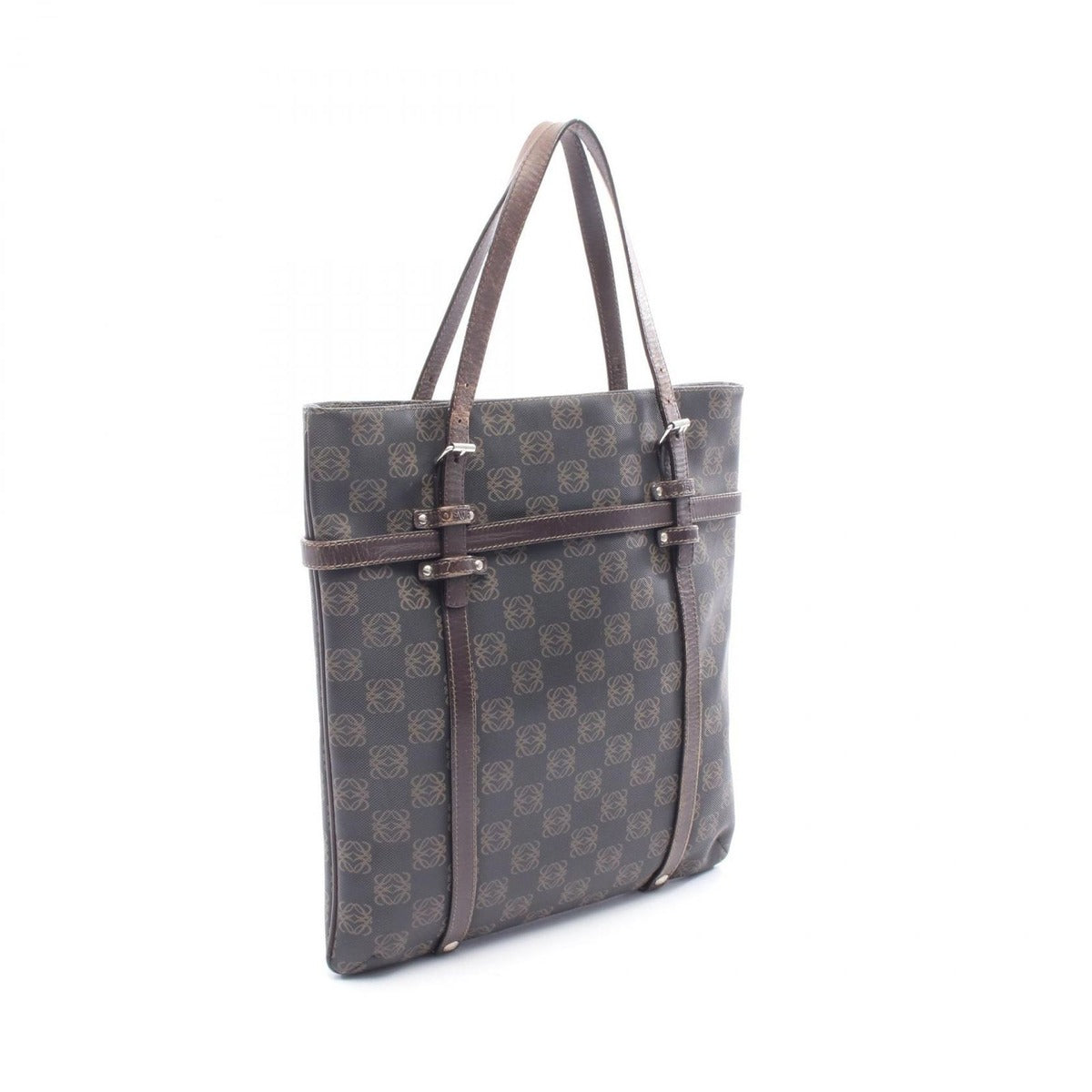 Loewe Tote Repeat Anagram Dark Brown Canvas Leather — view 2