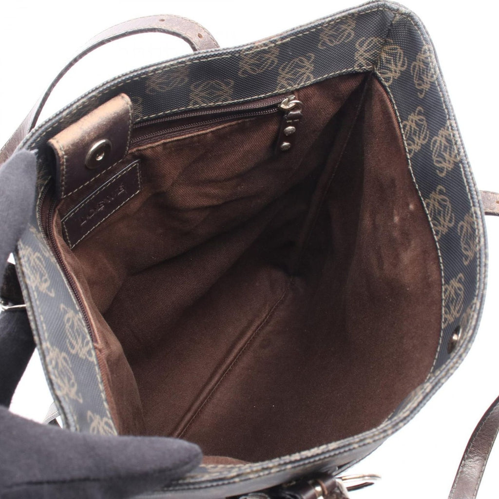 Loewe Tote Repeat Anagram Dark Brown Canvas Leather — view 3