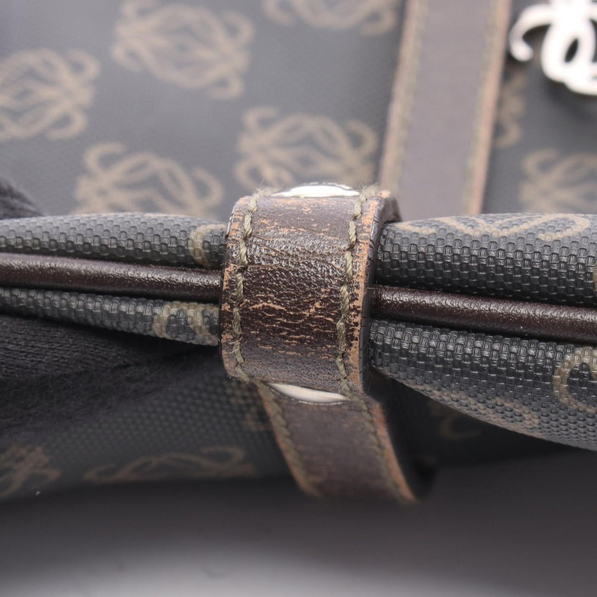Loewe Tote Repeat Anagram Dark Brown Canvas Leather — view 9
