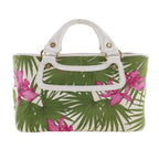 Celine Boogie Bag Botanical Pattern Canvas White Handbag