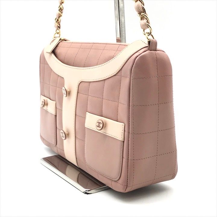 Chanel CC Logo Lambskin Diana Girl Chain Shoulder Bag Pink Beige — view 2