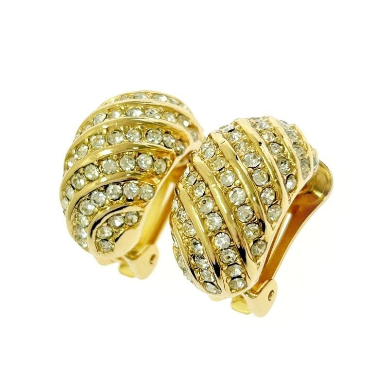 Christian Dior GP Rhinestone Earrings Gold