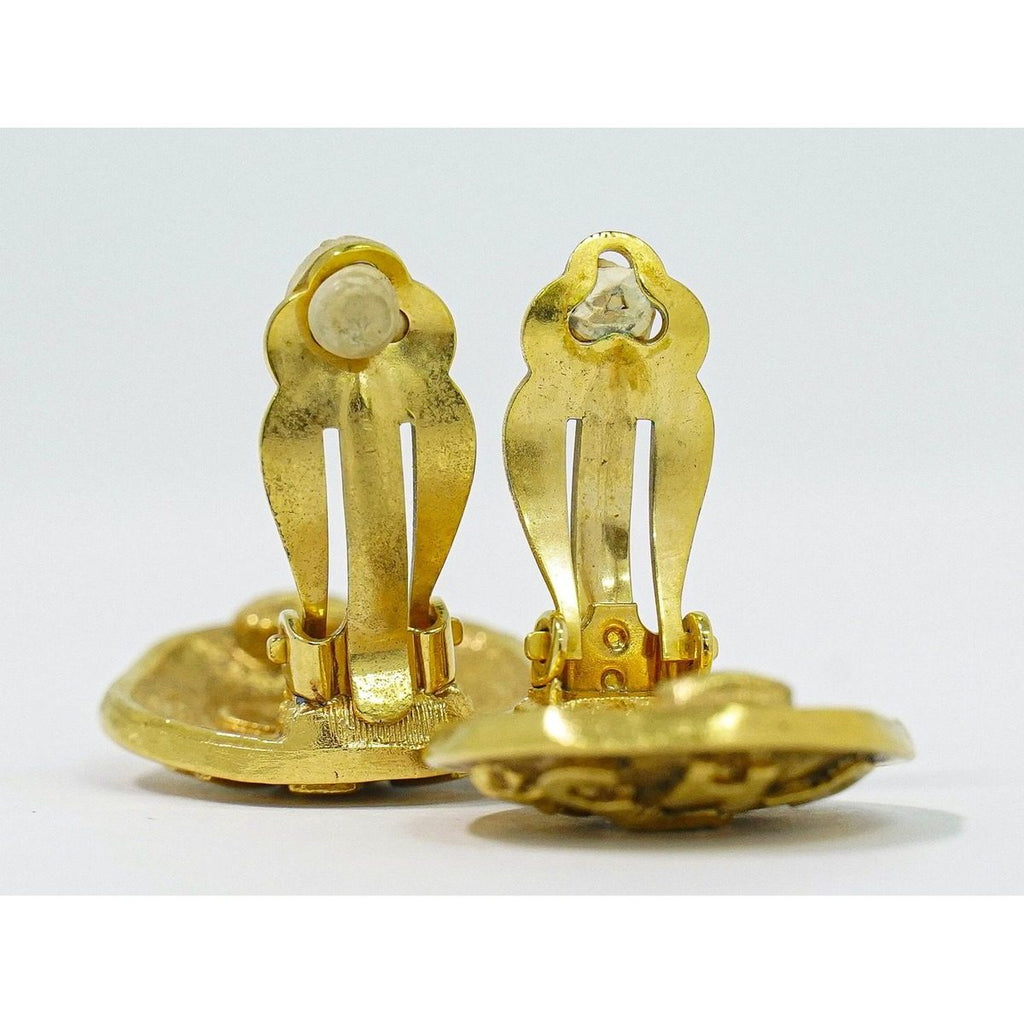 Chanel Logo Lion Motif Earrings Gold Plated — view 3