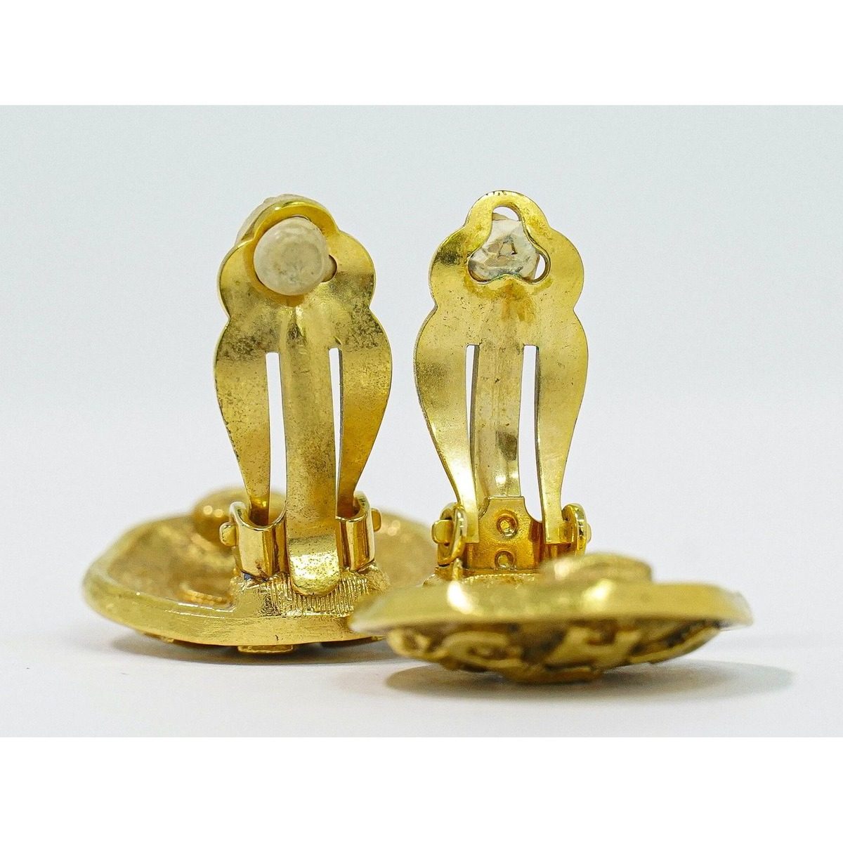 Chanel Logo Lion Motif Earrings Gold Plated — view 3