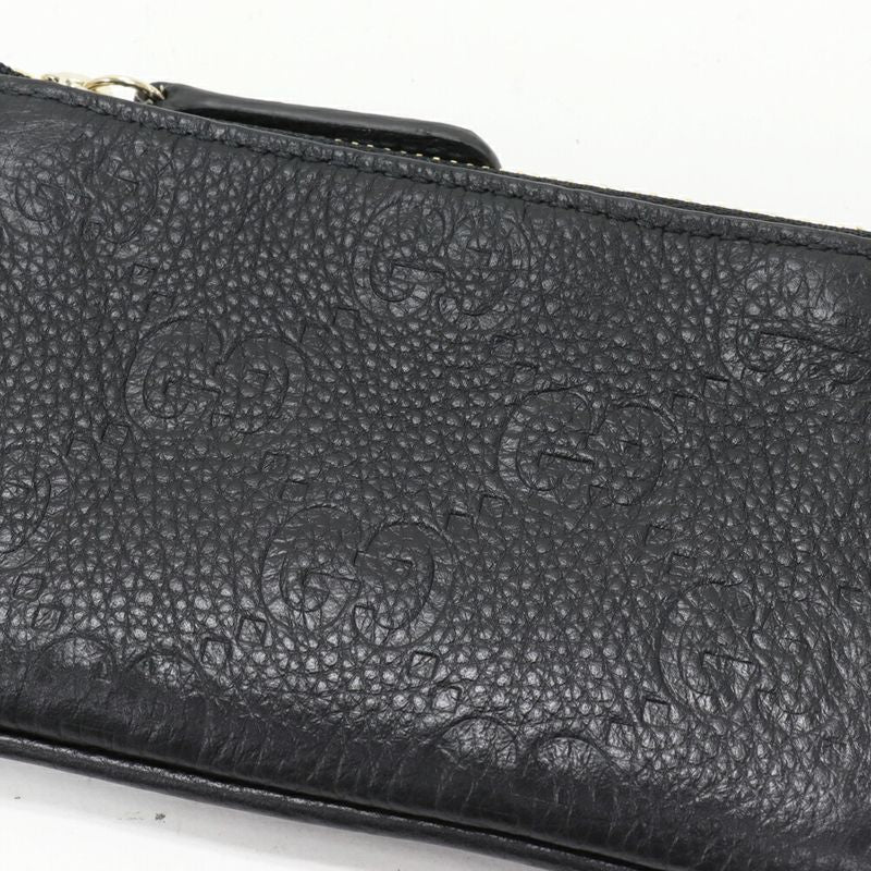Gucci Coin Case Key GG Emblem Pouch Grain Leather Black — view 4