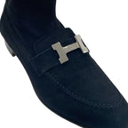 Hermes Saint Honore Boots Short Shoes Suede Black Silver Constance — view 9