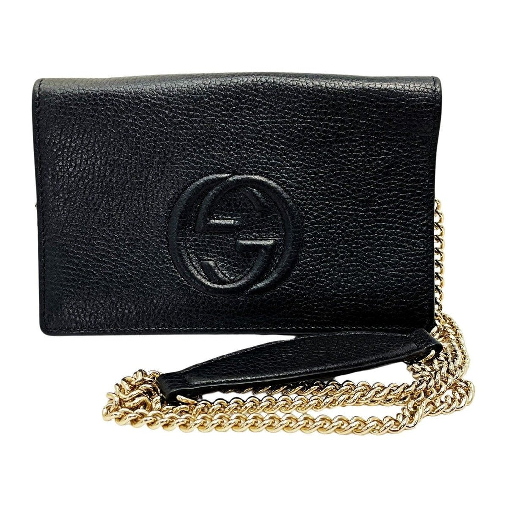 Gucci Soho Black Shoulder Bag Interlocking GG