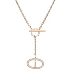 Hermes Chaine Dancre Contour GM 18K Pink Gold Diamond Necklace SH — view 2