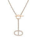 Hermes Chaine Dancre Contour GM 18K Pink Gold Diamond Necklace SH
