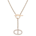 Hermes Chaine Dancre Contour GM 18K Pink Gold Diamond Necklace SH