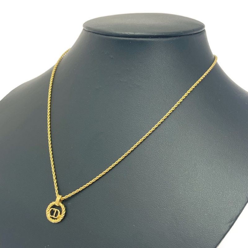 Christian Dior GP CD Logo Round Necklace Gold — view 4