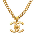 Chanel Turnlock Coco Mark 97 P Vintage Gold Chain Necklace Accessories 0200
