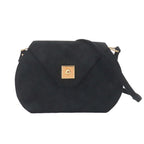 Hermes Shoulder Bag Suede Black Vintage Gold