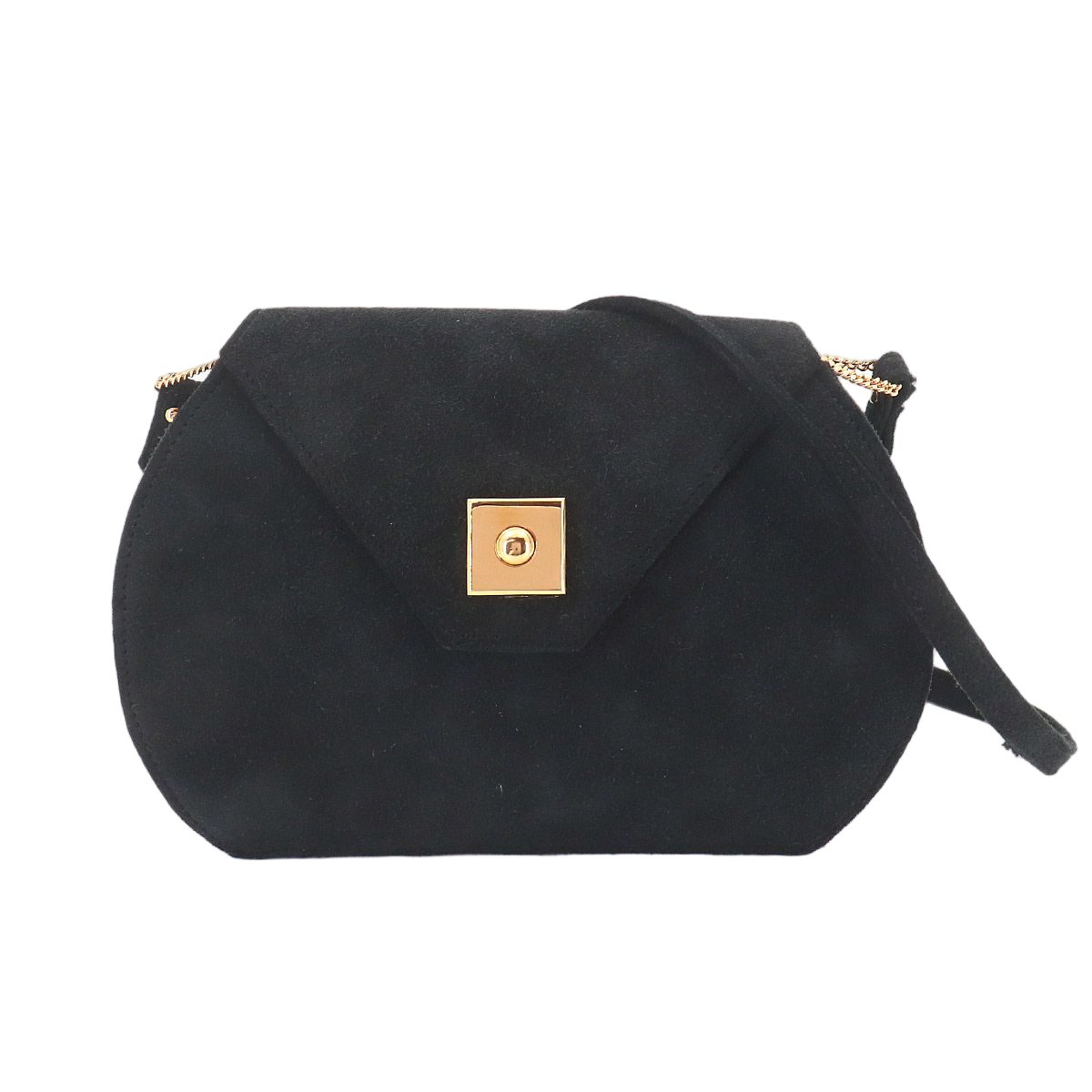 Hermes Shoulder Bag Suede Black Vintage Gold