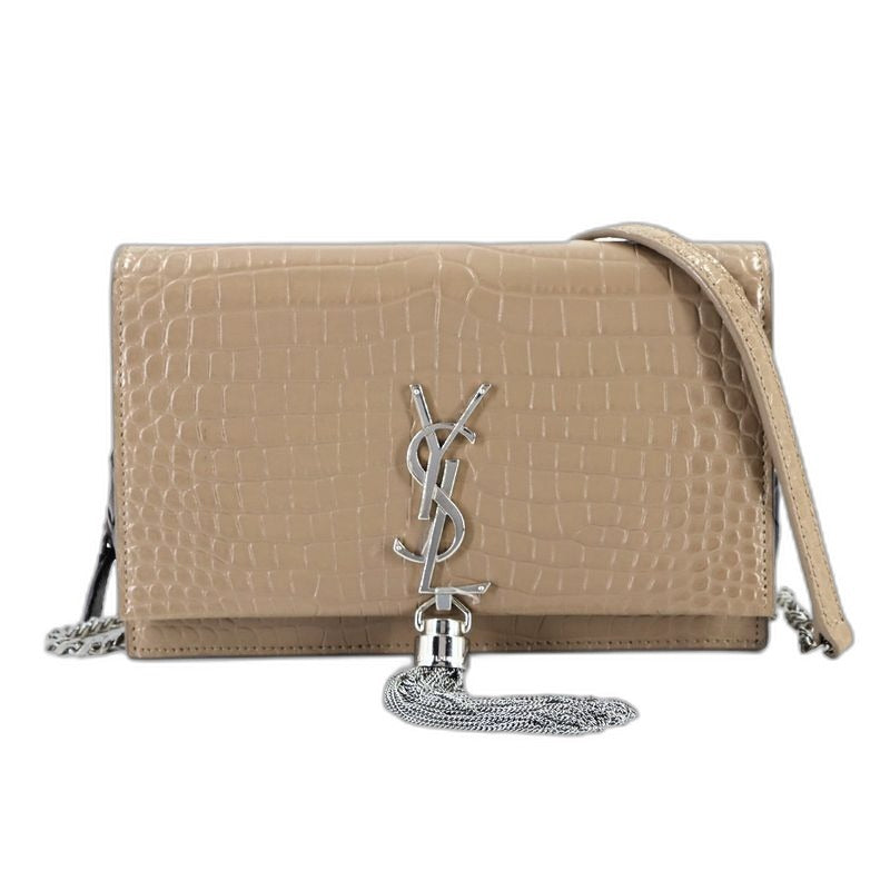 Saint Laurent Kate Chain Wallet Bifold Croco