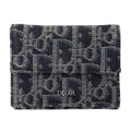 Dior Wallet Trifold Blue Jacquard Navy Mini