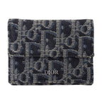 Dior Wallet Trifold Blue Jacquard Navy Mini