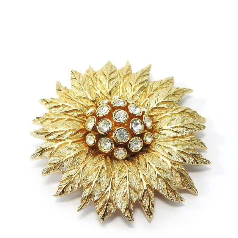 Christian Dior Brooch Metal Gold Rhinestone Plated Accessory — view 2