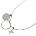 Louis Vuitton Monogram Ring Necklace Pendant Chain Silver
