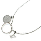 Louis Vuitton Monogram Ring Necklace Pendant Chain Silver