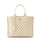 Prada Tote Bag Triangolo Jacquard Symbol Embroidery 1 Ba356 Beige White Canvas — view 2