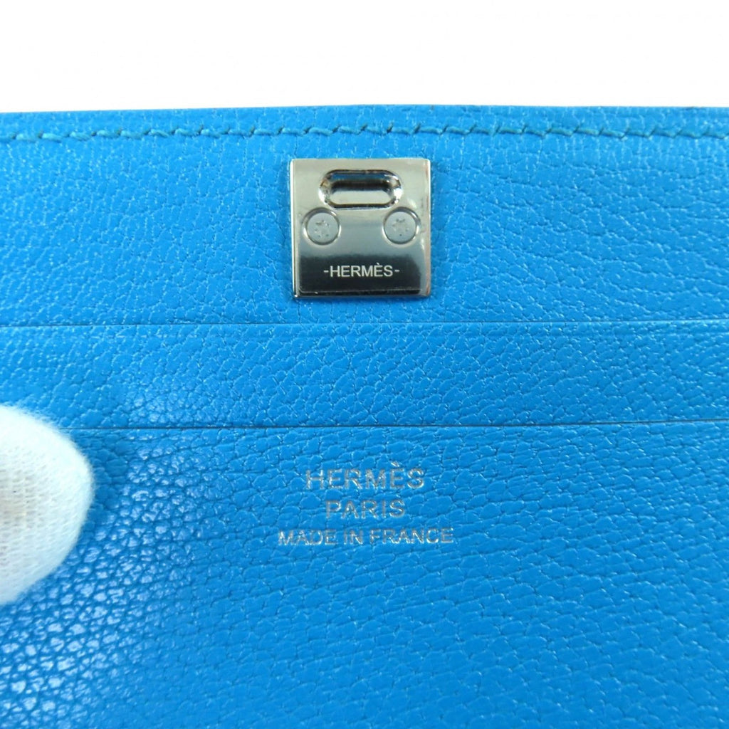Hermes Medle Leather Business Card Holder Case Blue — view 8